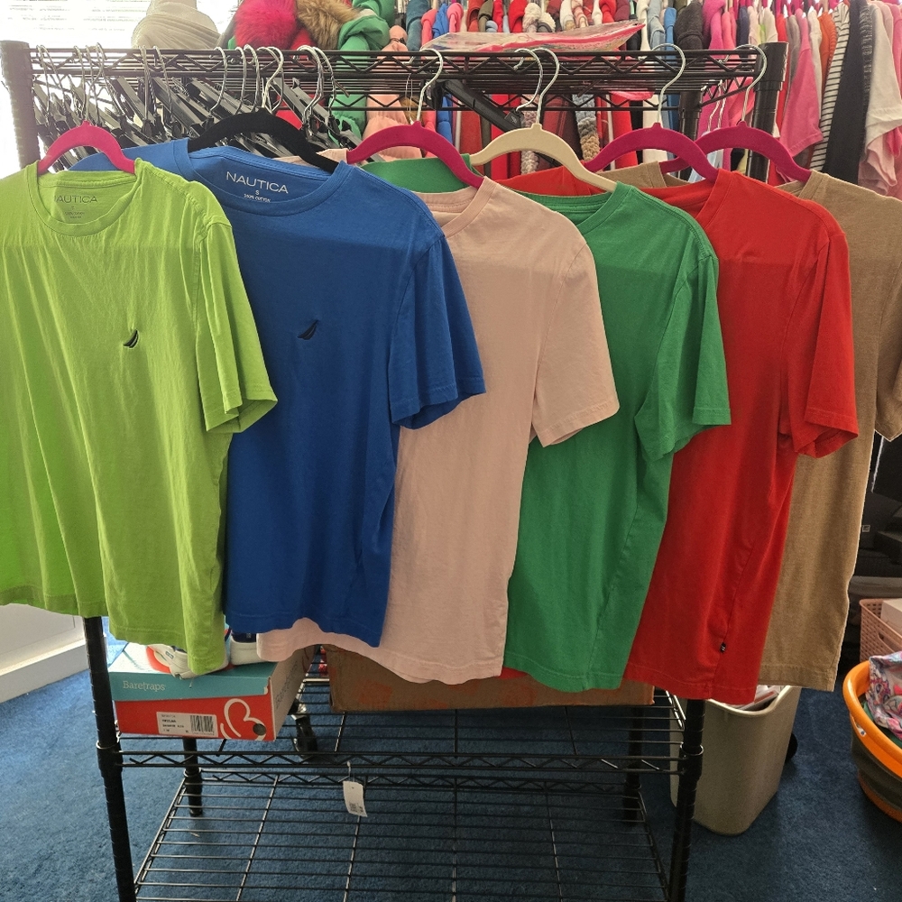 Nautica Men's Short Sleeve T-Shirt - Lime, Blue, White, Green, Red, Tan